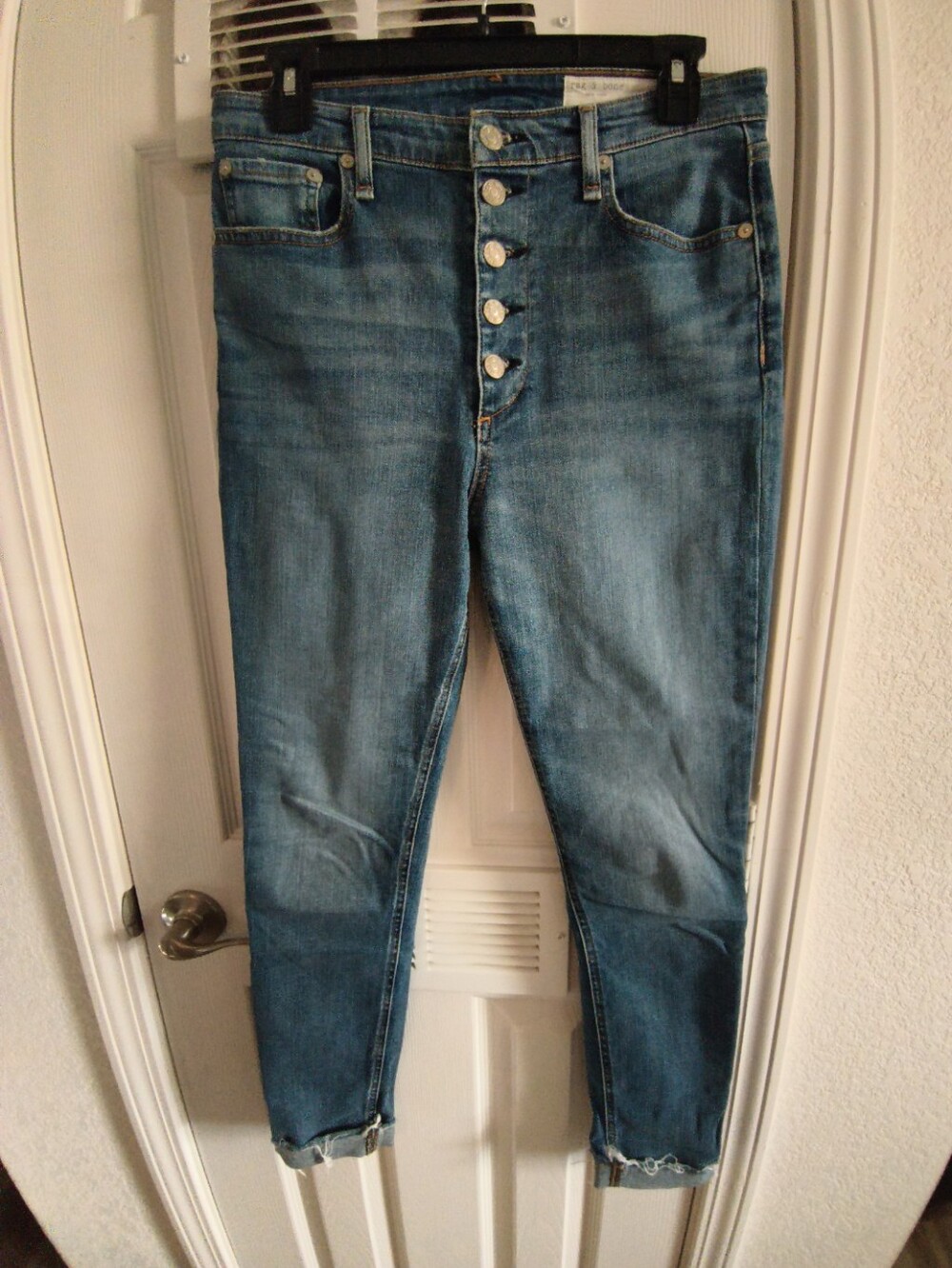 rag & bone High Rise Button Fly Ankle Skinny Jeans 29